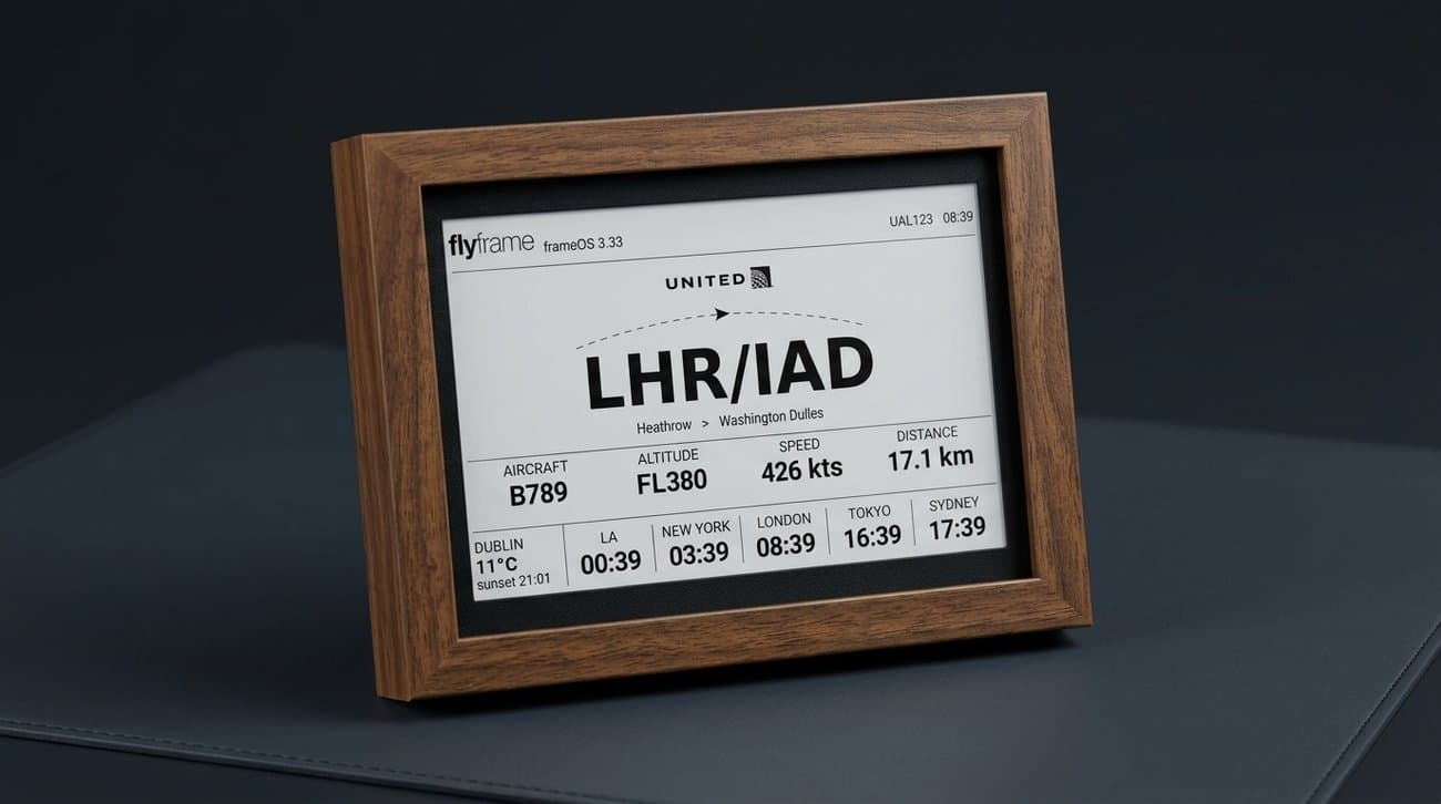 FlyFrame on a dark leather surface