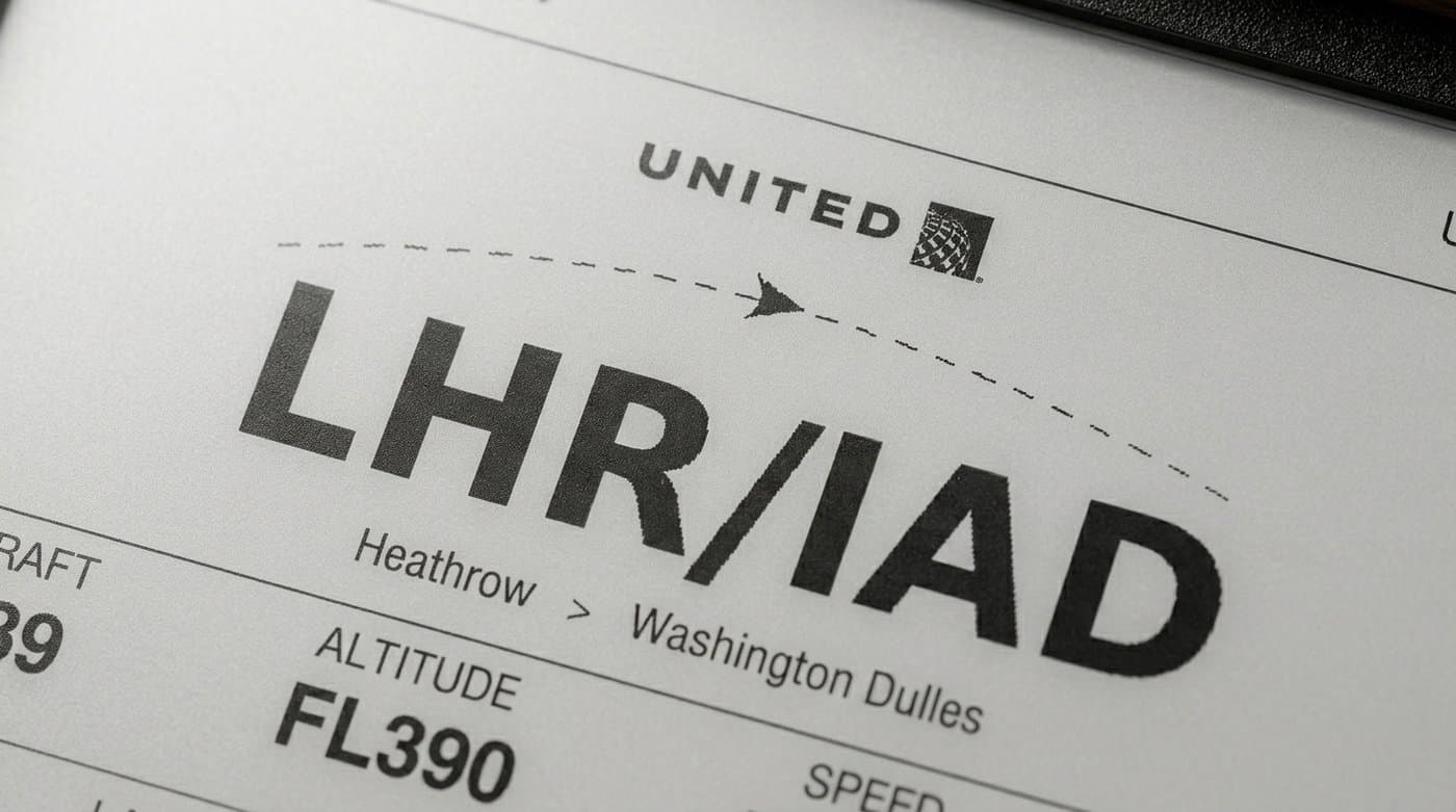 Close‑up of the FlyFrame e‑ink flight display